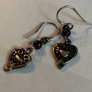 Sterling Silver & Garnet Small Dainty Earrings